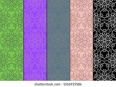 set of modern stylish geometry seamless pattern art deco background. Luxury texture for wallpaper, invitation. Vector illustration.