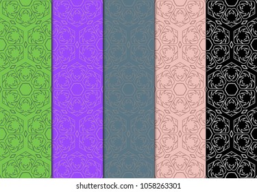 set of modern stylish geometry seamless pattern art deco background. Luxury texture for wallpaper, invitation. Vector illustration.
