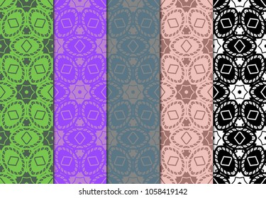 set of modern stylish geometry seamless pattern art deco background. Luxury texture for wallpaper, invitation. Vector illustration.