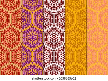 set of modern stylish geometry seamless pattern art deco background for texture.