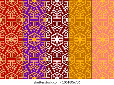 set of modern stylish geometry seamless pattern art deco hexagon background. Luxury texture for wallpaper, invitation. Vector illustration and design ornament.