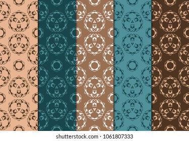set of modern stylish geometry seamless pattern art circle deco background for texture.