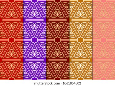 set of modern stylish geometry seamless pattern art deco background. Luxury texture for wallpaper, invitation. Vector illustration and design ornament.