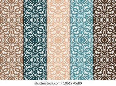 set of modern stylish geometry seamless pattern art deco background. Luxury texture for wallpaper, invitation. Vector ornament design illustration.