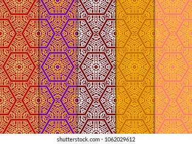 set of modern stylish geometry seamless pattern art deco background. Luxury texture for wallpaper, invitation. Vector ornament design illustration.