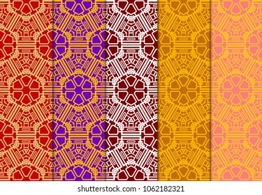set of modern stylish geometry seamless pattern art deco background. Luxury texture for wallpaper, invitation. Vector ornament design illustration.