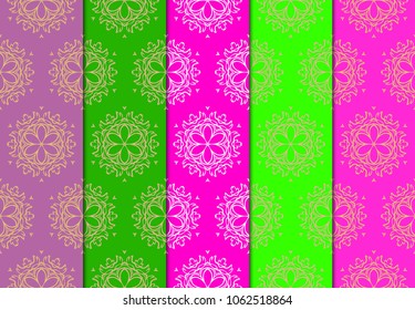 set of modern stylish geometry seamless pattern art deco background. Luxury texture for wallpaper, invitation. Vector ornament design illustration.