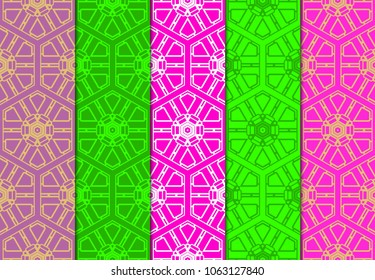 set of modern stylish geometry seamless pattern art deco background for texture.