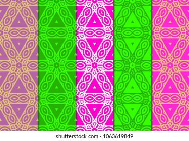 set of modern stylish geometry seamless pattern art deco background. Luxury texture for wallpaper, invitation. Vector ornament design illustration.