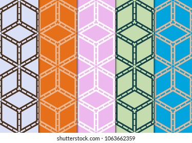 set of modern stylish geometry seamless pattern art deco background. Luxury texture for wallpaper, invitation. Vector illustration and design ornament.
