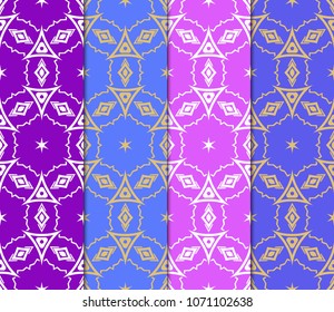 set of modern stylish geometry seamless pattern art deco background. Luxury texture for wallpaper, invitation. Super vector illustration.