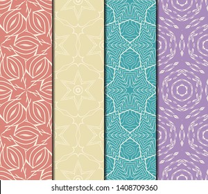 Set of Modern Stylish Geometry Seamless Pattern Art Deco Background. Luxury Texture For Wallpaper, Invitation. Vector Illustration. 