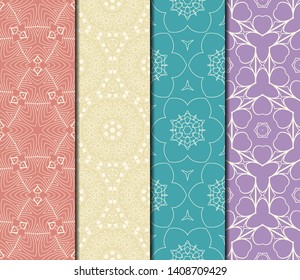 Set of Modern Stylish Geometry Seamless Pattern Art Deco Background. Luxury Texture For Wallpaper, Invitation. Vector Illustration. 