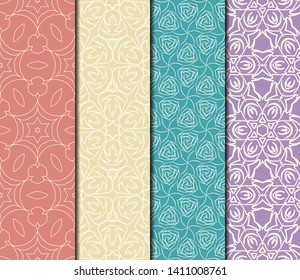 Set of Modern Stylish Geometry Seamless Pattern Art Deco Background. Luxury Texture For Wallpaper, Invitation. Vector Illustration. 