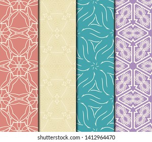 Set of Modern Stylish Geometry Seamless Pattern Art Deco Background. Luxury Texture For Wallpaper, Invitation. Vector Illustration. 