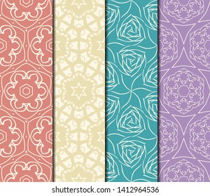 Set of Modern Stylish Geometry Seamless Pattern Art Deco Background. Luxury Texture For Wallpaper, Invitation. Vector Illustration. 
