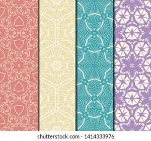 Set of Modern Stylish Geometry Seamless Pattern Art Deco Background. Luxury Texture For Wallpaper, Invitation. Vector Illustration. 