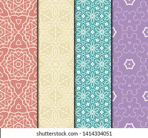 Set of Modern Stylish Geometry Seamless Pattern Art Deco Background. Luxury Texture For Wallpaper, Invitation. Vector Illustration. 