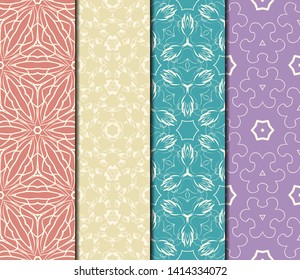 Set of Modern Stylish Geometry Seamless Pattern Art Deco Background. Luxury Texture For Wallpaper, Invitation. Vector Illustration. 