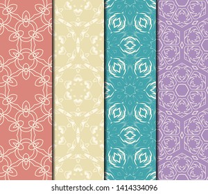 Set of Modern Stylish Geometry Seamless Pattern Art Deco Background. Luxury Texture For Wallpaper, Invitation. Vector Illustration. 