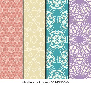 Set of Modern Stylish Geometry Seamless Pattern Art Deco Background. Luxury Texture For Wallpaper, Invitation. Vector Illustration. 