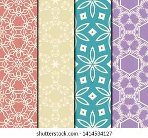 Set of Modern Stylish Geometry Seamless Pattern Art Deco Background. Luxury Texture For Wallpaper, Invitation. Vector Illustration. 
