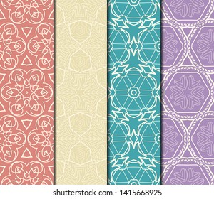 Set of Modern Stylish Geometry Seamless Pattern Art Deco Background. Luxury Texture For Wallpaper, Invitation. Vector Illustration. 