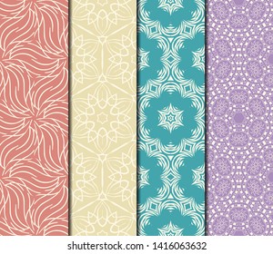Set of Modern Stylish Geometry Seamless Pattern Art Deco Background. Luxury Texture For Wallpaper, Invitation. Vector Illustration. 