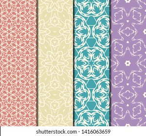Set of Modern Stylish Geometry Seamless Pattern Art Deco Background. Luxury Texture For Wallpaper, Invitation. Vector Illustration. 
