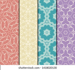 Set of Modern Stylish Geometry Seamless Pattern Art Deco Background. Luxury Texture For Wallpaper, Invitation. Vector Illustration. 