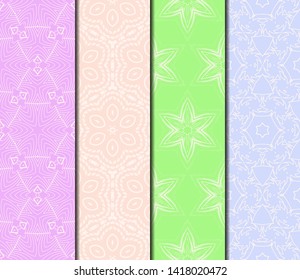 Set of Modern Stylish Geometry Seamless Pattern Art Deco Background. Luxury Texture For Wallpaper, Invitation. Vector Illustration. 