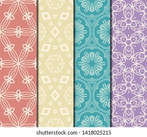 Set of Modern Stylish Geometry Seamless Pattern Art Deco Background. Luxury Texture For Wallpaper, Invitation. Vector Illustration. 