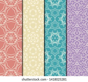 Set of Modern Stylish Geometry Seamless Pattern Art Deco Background. Luxury Texture For Wallpaper, Invitation. Vector Illustration. 