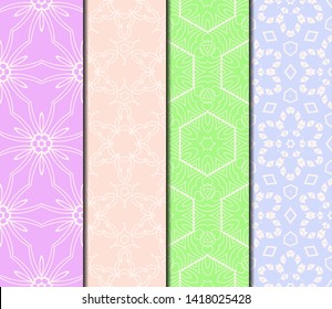 Set of Modern Stylish Geometry Seamless Pattern Art Deco Background. Luxury Texture For Wallpaper, Invitation. Vector Illustration. 