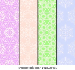 Set of Modern Stylish Geometry Seamless Pattern Art Deco Background. Luxury Texture For Wallpaper, Invitation. Vector Illustration. 