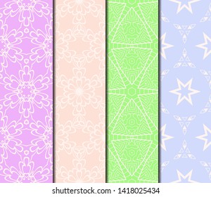 Set of Modern Stylish Geometry Seamless Pattern Art Deco Background. Luxury Texture For Wallpaper, Invitation. Vector Illustration. 