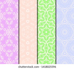 Set of Modern Stylish Geometry Seamless Pattern Art Deco Background. Luxury Texture For Wallpaper, Invitation. Vector Illustration. 