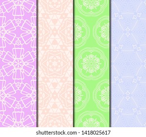 Set of Modern Stylish Geometry Seamless Pattern Art Deco Background. Luxury Texture For Wallpaper, Invitation. Vector Illustration. 