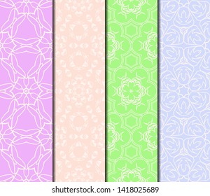 Set of Modern Stylish Geometry Seamless Pattern Art Deco Background. Luxury Texture For Wallpaper, Invitation. Vector Illustration. 