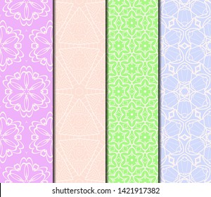 Set of Modern Stylish Geometry Seamless Pattern Art Deco Background. Luxury Texture For Wallpaper, Invitation. Vector Illustration. 