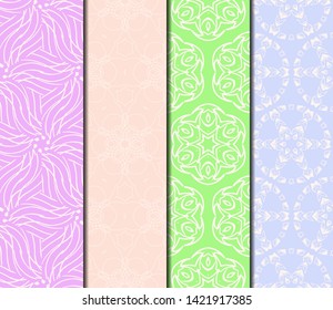 Set of Modern Stylish Geometry Seamless Pattern Art Deco Background. Luxury Texture For Wallpaper, Invitation. Vector Illustration. 