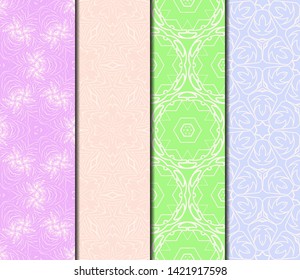 Set of Modern Stylish Geometry Seamless Pattern Art Deco Background. Luxury Texture For Wallpaper, Invitation. Vector Illustration. 