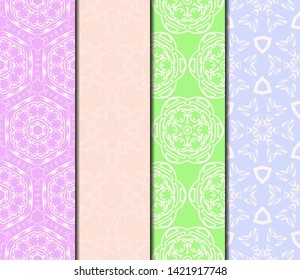 Set of Modern Stylish Geometry Seamless Pattern Art Deco Background. Luxury Texture For Wallpaper, Invitation. Vector Illustration. 