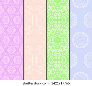 Set of Modern Stylish Geometry Seamless Pattern Art Deco Background. Luxury Texture For Wallpaper, Invitation. Vector Illustration. 