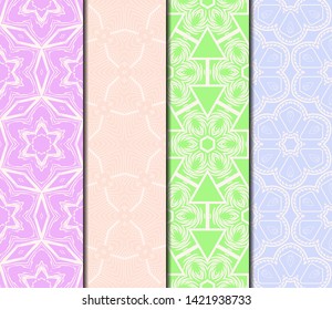 Set of Modern Stylish Geometry Seamless Pattern Art Deco Background. Luxury Texture For Wallpaper, Invitation. Vector Illustration. 