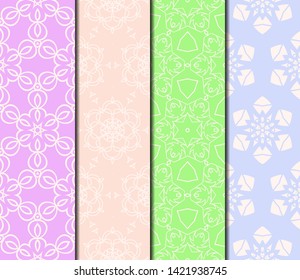 Set of Modern Stylish Geometry Seamless Pattern Art Deco Background. Luxury Texture For Wallpaper, Invitation. Vector Illustration. 