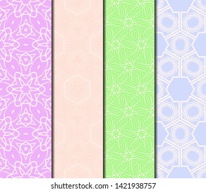 Set of Modern Stylish Geometry Seamless Pattern Art Deco Background. Luxury Texture For Wallpaper, Invitation. Vector Illustration. 