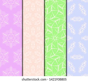 Set of Modern Stylish Geometry Seamless Pattern Art Deco Background. Luxury Texture For Wallpaper, Invitation. Vector Illustration. 