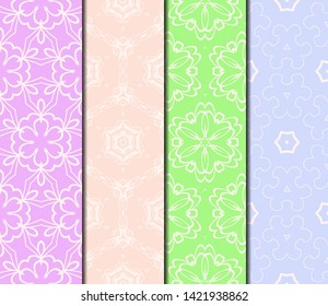 Set of Modern Stylish Geometry Seamless Pattern Art Deco Background. Luxury Texture For Wallpaper, Invitation. Vector Illustration. 