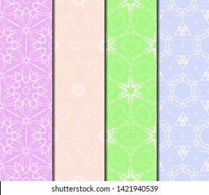 Set of Modern Stylish Geometry Seamless Pattern Art Deco Background. Luxury Texture For Wallpaper, Invitation. Vector Illustration. 